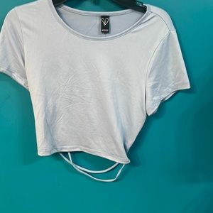 Blue Fitted Windsor Top with Open Back